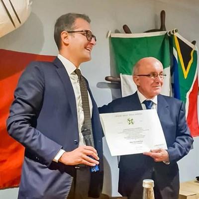 The Order of the Star of Italy was conferred upon Dr Giovanni Coci by the consul of Italy in Cape Town, Dr Emanuele Pollio