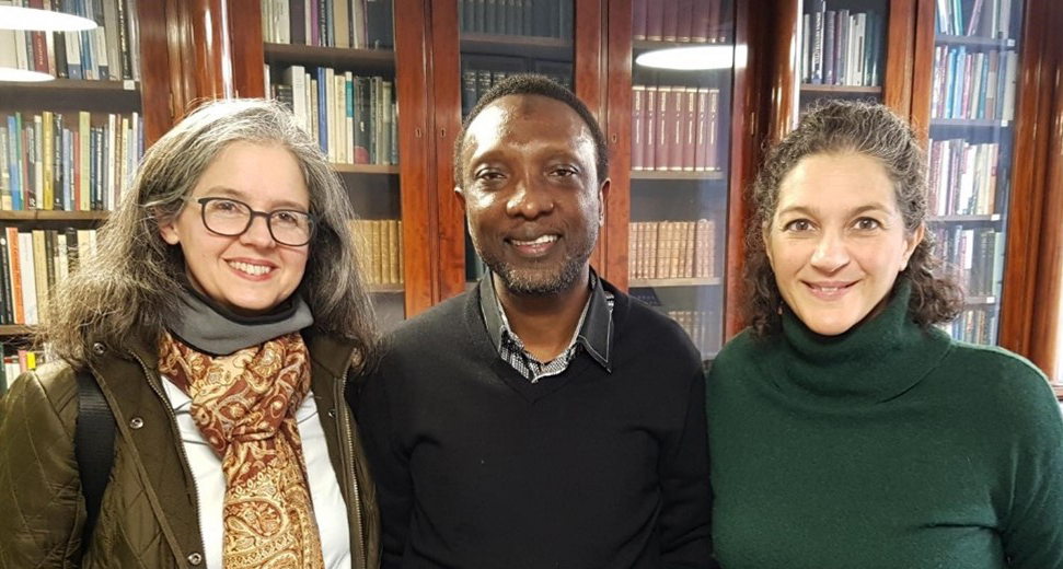Prof Daniela Casale at IASH with Prof Diran Soumonni from the Wits Business School (also a Wits-IASH fellow) and Lynda Murray, the Wits Representative for the UK.