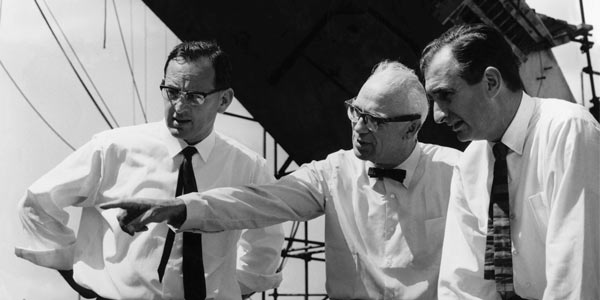 Michael Lewis, Ove Arup and Jack Zunz on site at the Sydney Opera House in 1966. Credit: Arup
