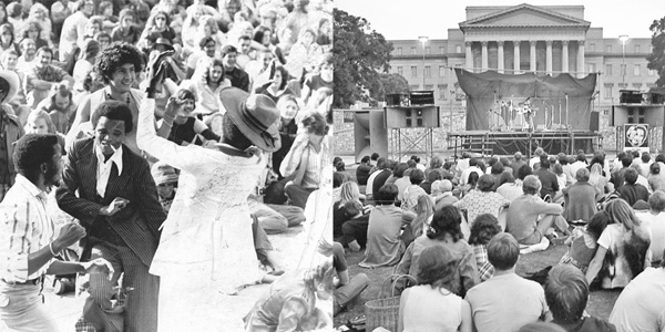 Wits University students enjoy the music at the Free People's Concert, held on 23 February 1973, on the 足球竞彩app排名 Lawns, Braamfontein Campus East. ?Josh Spencer