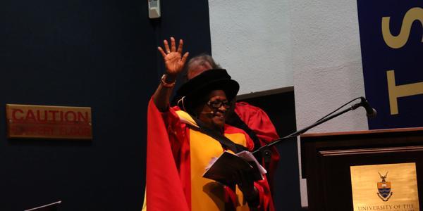 Wits University bestowed an honorary doctorate on Marjorie Manyange in December 2017