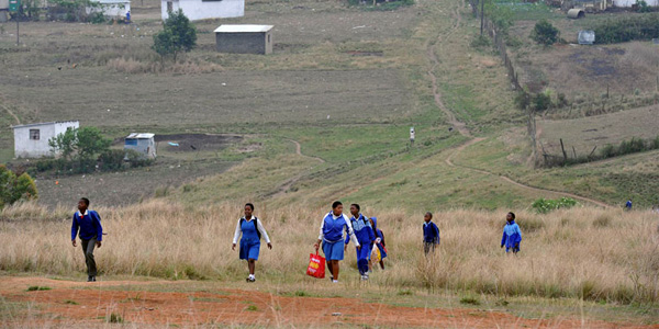 Rural children walking too school