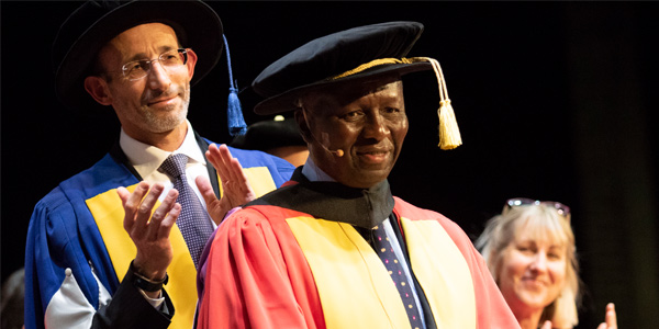 Justice Dikgang Moseneke receiving an honorary Doctorate of Laws from Wits University