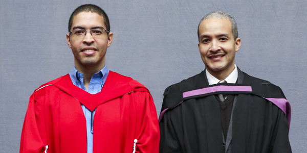 Dr Karl (left) and Kevin van Wyk, sons of the late author Chris van Wyk who was awarded an honorary doctorate degree posthumously by Wits University.