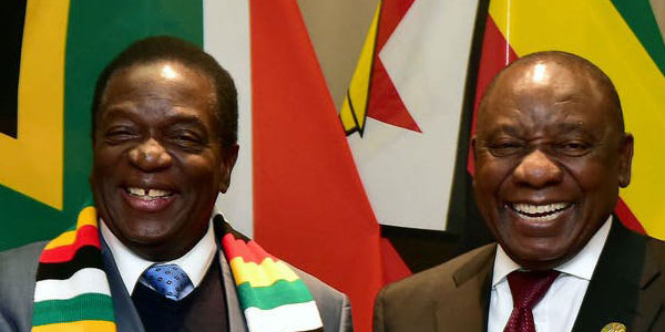 President Emmerson Mnangagwa of Zimbabwe and President Cyril Ramaphiosa of South Africa
