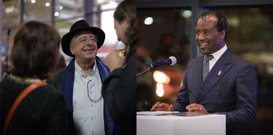 Professor Zeblon Vilakazi with William Kentridge at the SA premier of his work: Oh to Believe in Another World