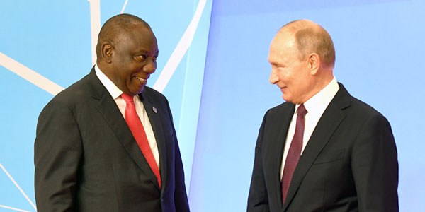 Presidents Cyril Ramaphosa and Russia's Vladimir Putin