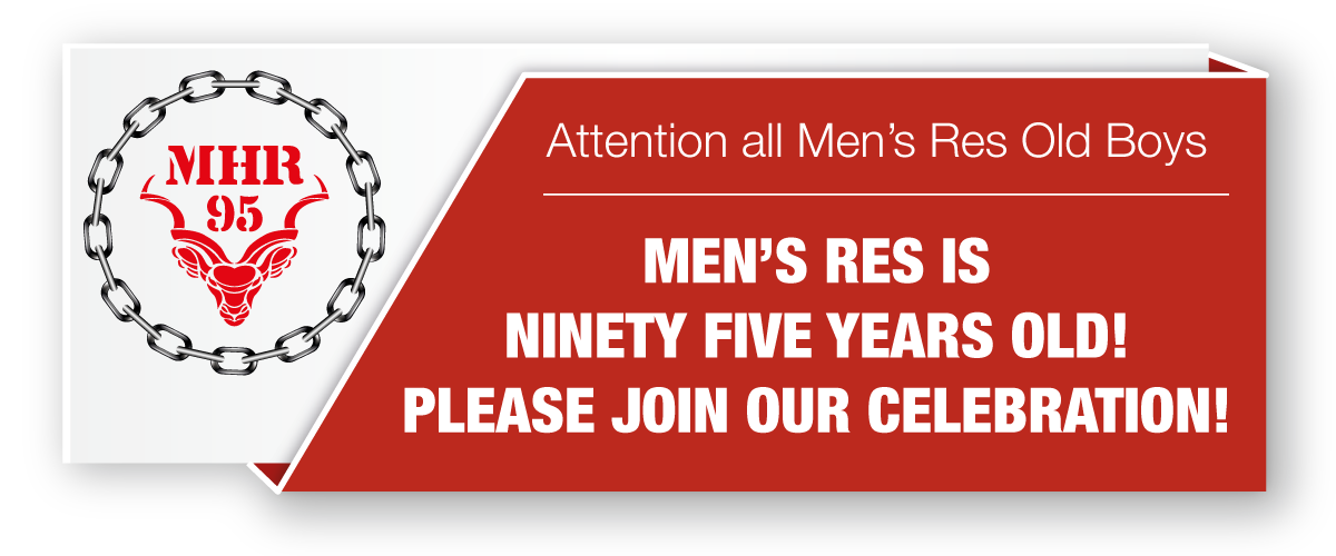 Mens Res turns 95 reunion banner