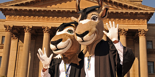 Wits Kudu Mascots in front of Great Hall